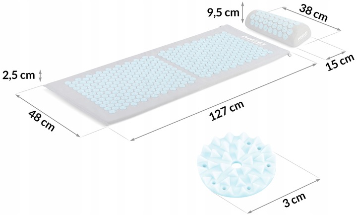 MATA DO AKUPRESURY Z KOLCAMI + PODUSZKA + TORBA
