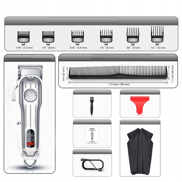 Profesjonalna Maszynka do Strzyżenia Wlosow Zestaw CIICII C1554