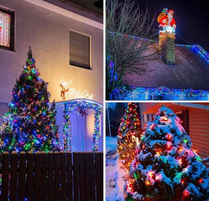 LAMPKI CHOINKOWE ŚWIĄTECZNE SOLARNE 200 LED ZEWNĘTRZNE MULTIKOLOR