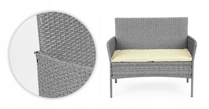 Komplet mebli ogrodowych z technorattanu ławka stolik krzesła szary MG