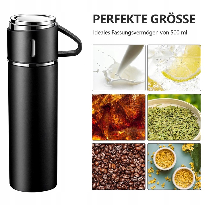 Termos Kubek DO KAWY HERBATY z dzióbkiem VACUUM LOCK STALOWY CZARNY