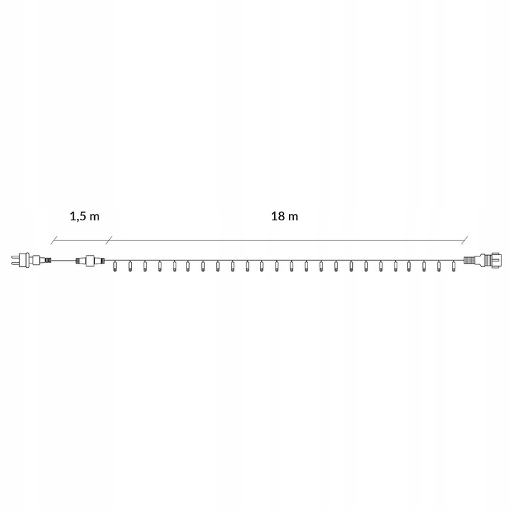 LAMPKI CHOINKOWE 300LED 19,5 m zewnętrzne GRUBE stałe światło ZIMNE BIAŁE