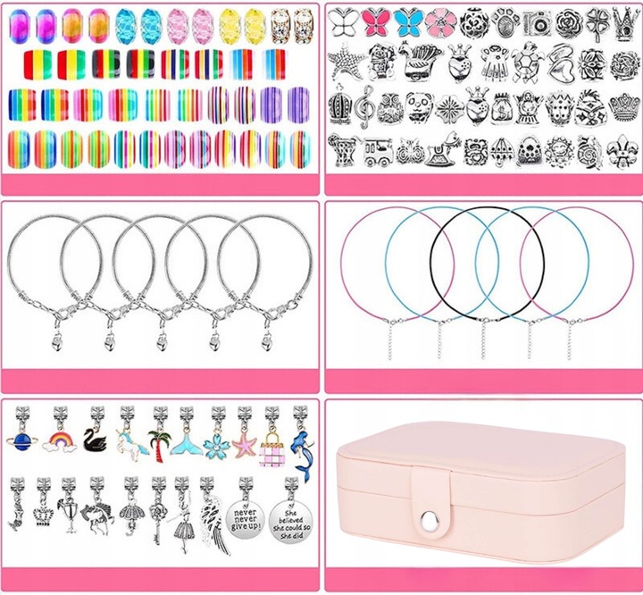 ZESTAW DO ROBIENIA BRANSOLETEK BIŻUTERI NASZYJNIK KORALIKI CHARMS ZAWIESZKI