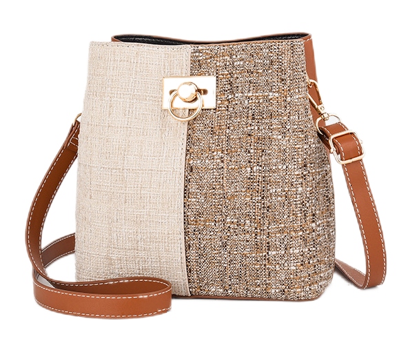 Torebka Damska na Ramię Brązowa Kremowa Jasna Elegancka Pojemna Wizytowa