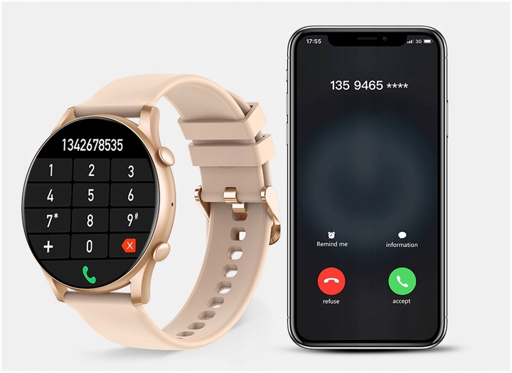 SMARTWATCH ZEGAREK DAMSKI POLSKIE MENU ROZMOWY ZDROWIE SPORT AMOLED 4 PASKI