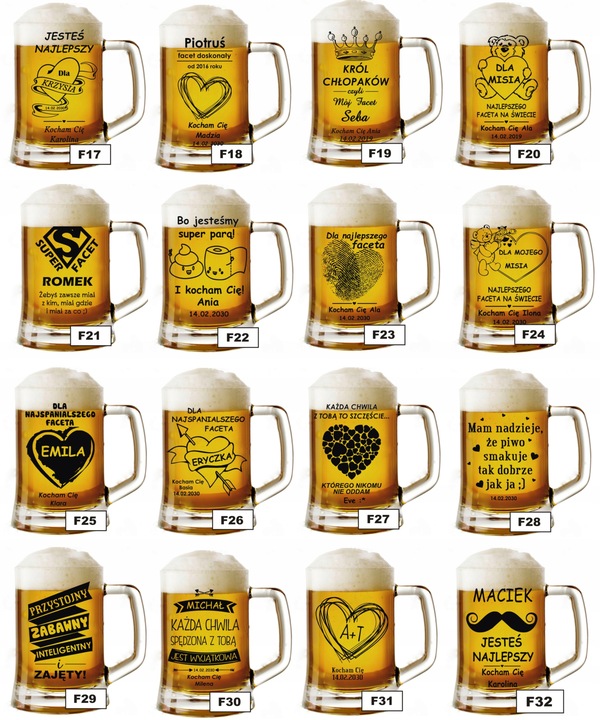 Kufel do piwa z grawerem NA DZIEŃ MĘŻCZYZNY WALENTYNKI Urodziny inne okazje