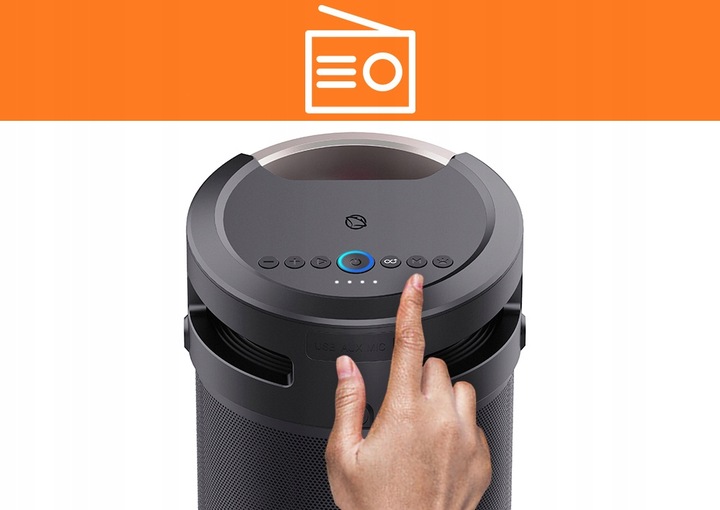 GŁOŚNIK BLUETOOTH PRZENOŚNY MANTA XBASS 360 100W TWS USB MP3 WODOODPRONY