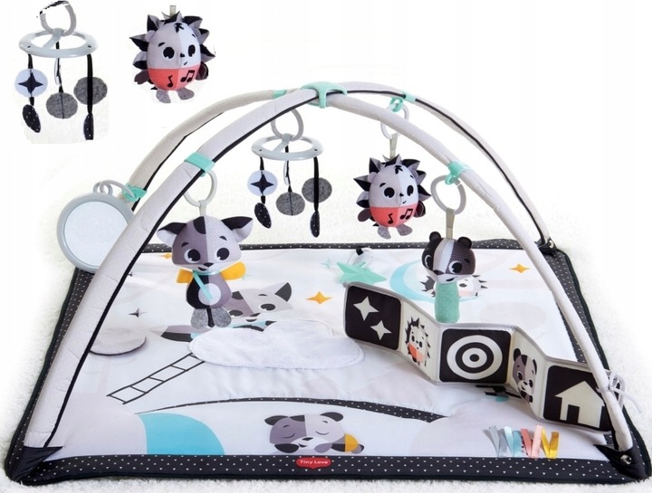 Mata edukacyjna z muzyką pałąk Magiczna Kraina czarno biała dla niemowląt