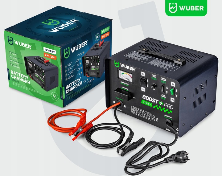 PROSTOWNIK AKUMULATOROWY 29A SAMOCHODOWY 12-400AH DO ŁADOWANIA 12V24V WUBER