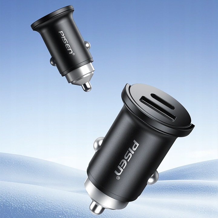 ŁADOWARKA W GNIAZDO ZAPALNICZKI 20W MOCNA PD QC USB-A USB-C / KABEL TYP C