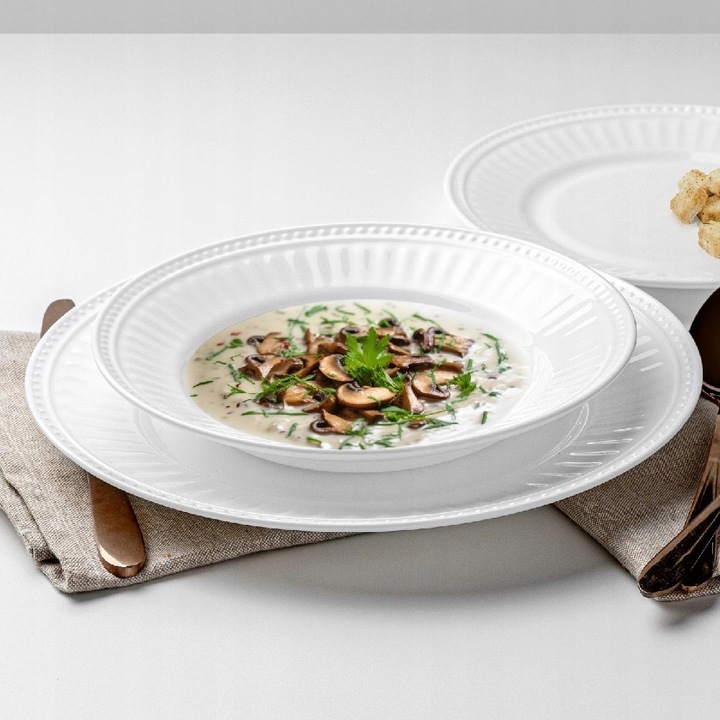 KOMPLET ZESTAW TALERZY SERWIS OBIADOWY 36el DLA 12 OSÓB BIAŁE TALERZE ROMA