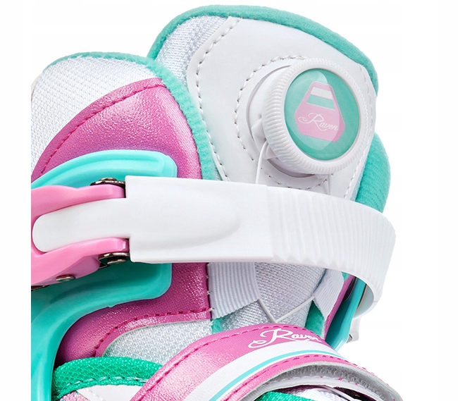 Rolki Regulowane RAVEN Lia PLUS Mint 34-37 Kółka LED