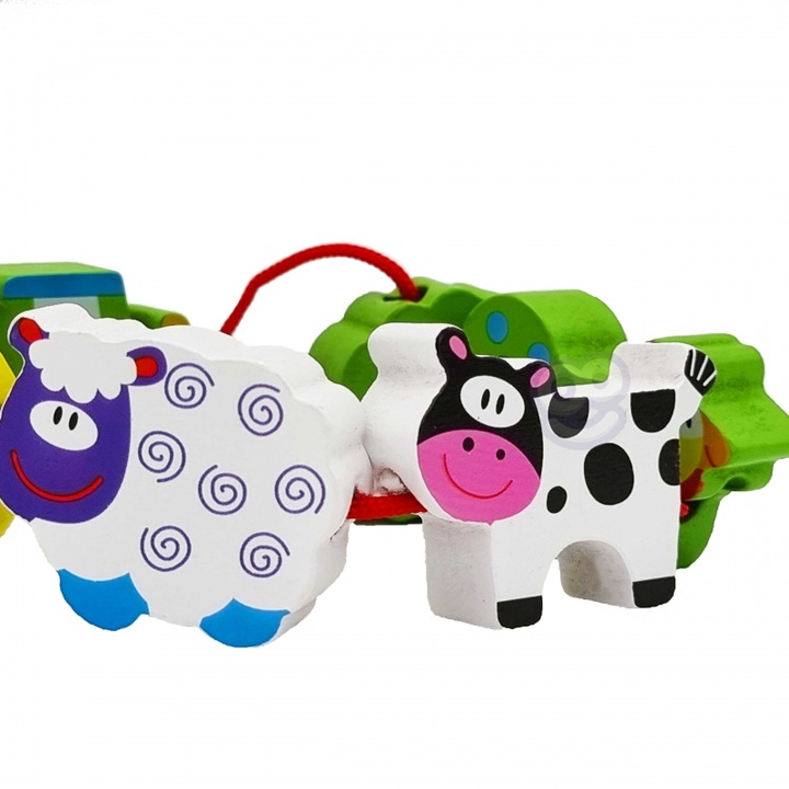 Drewniane Klocki do Nawlekania Zwierzęta Farma 13e