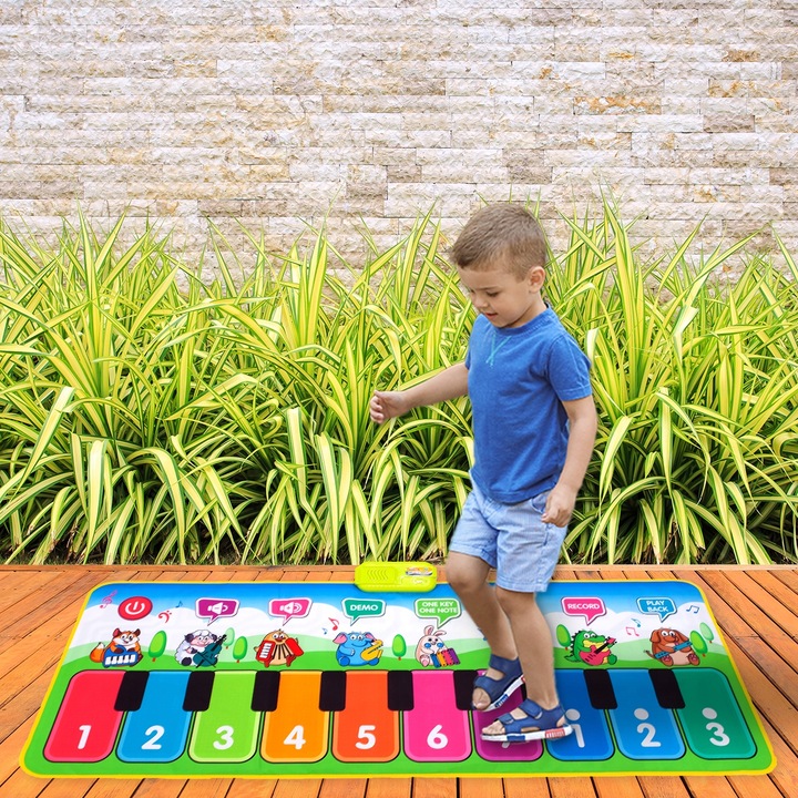 MATA MUZYCZNA DO TAŃCZENIA DLA DZIECI INTERAKTYWNA 130 cm PIANINKO NAGRYWA