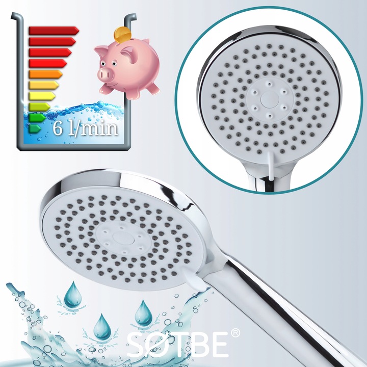 Wodooszczędna słuchawka prysznicowa 5 zakresowa wielofunkcyjna anti-calc