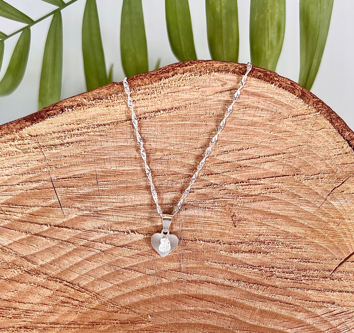 Medalik Komunijny serce Matka Boska Częstochowska z łańcuszkiem 40 cm 925