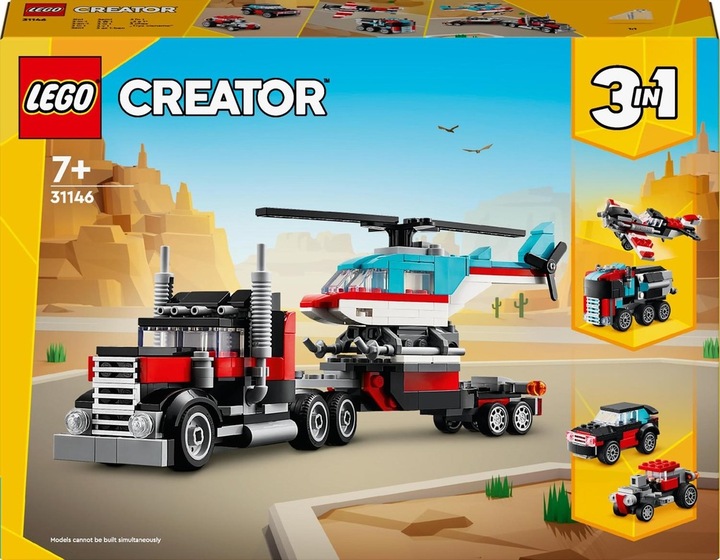 LEGO CREATOR 3w1CIĘŻARÓWKA SAMOCHÓD WYŚCIGÓWKA AUTO SAMOLOT HELIKOPTER