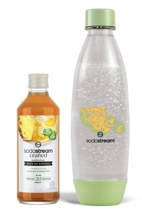 Baza do koktajli SodaStream Ananas Jalapeno 330ml + Butelka 1l + książka