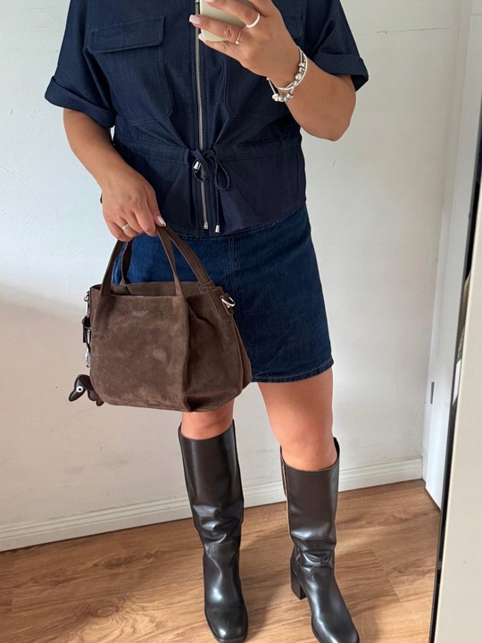 Torba Flora&Co torebka czekoladowa zamsz zamszowa eco brązowa shopper viral