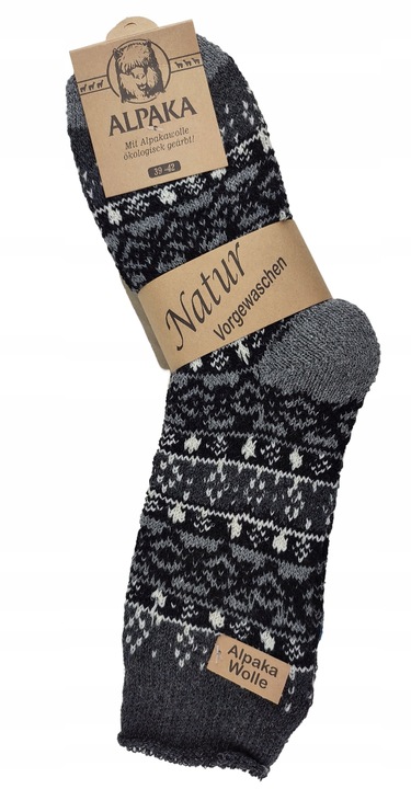 SKARPETY MĘSKIE ŚWIĄTECZNE WEŁNIANE GRUBE SKARPETKI ALPAKA 3-PAK 35-38
