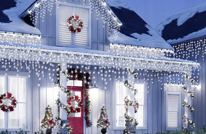 KURTYNA LED SOPLE 23m 500 LED BIAŁY ZIMNY FLASH IP44 LAMPKI ZEWNĘTRZNE