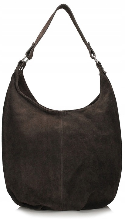 Torebka CZEKOLADOWA zamszowa WOREK Vera Pelle SKÓRA ZAMSZ NATURALNY