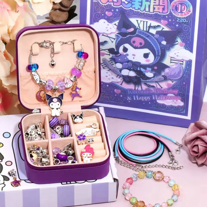 DUZY ZESTAW X2 CHARMS KUROMI 72EL DO ROBIENIA BRANSOLETEK +PUDELKO PREZENT