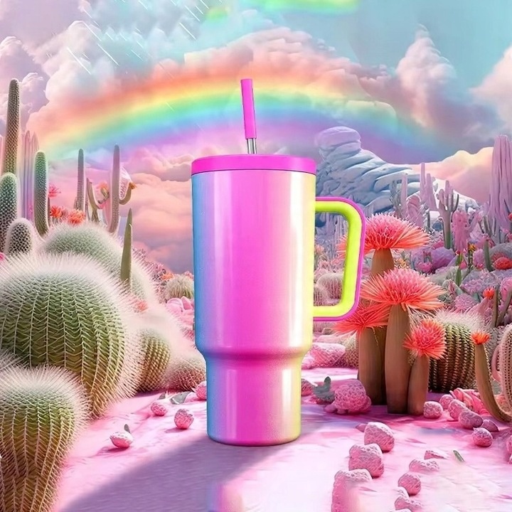 Kubek Termiczny TERMOS Dla Kobiet Na Kawę Herbatę Ze Słomką Duży 1,1L 07F