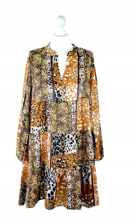 ELEGANCKA SUKIENKA trapezowa luźna dekolt V