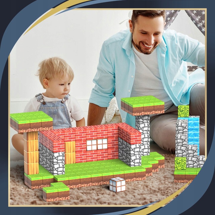 KLOCKI MAGNETYCZNE Sześciany Dla dzieci 1 LUDZIK 100 KLOCKÓW Zestaw