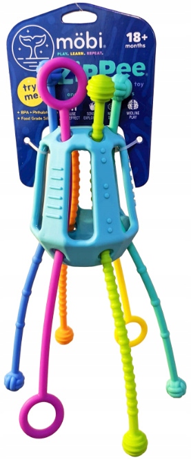 PRZECIĄGANIEC ZIPPEE ZABAWKA SENSORYCZNA prezent dla dzieci 18m+ MOBI