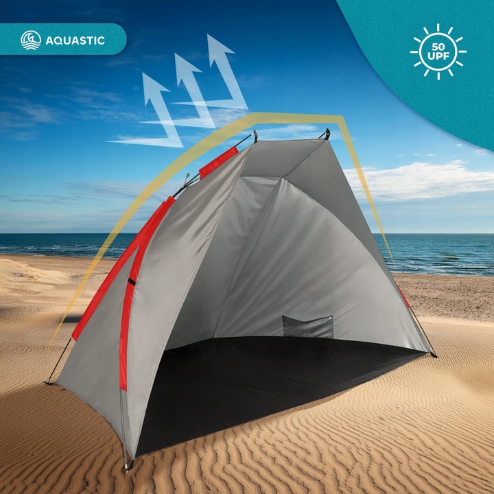 Namiot plażowy AQUASTIC Concielo szary UPF50+ Ochrona przed słońcem