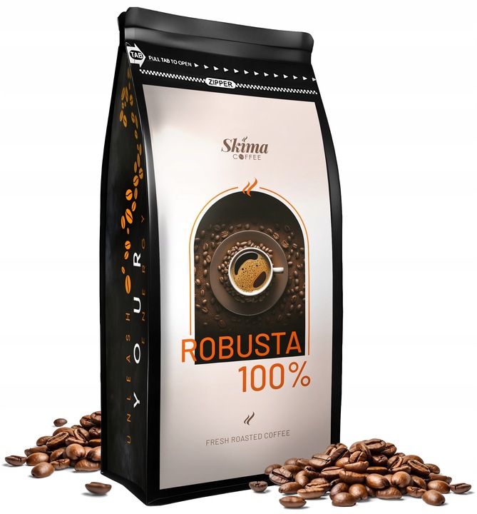 Kawa ziarnista 1kg ROBUSTA 100% Świeżo Palona do ekspresu + GRATIS