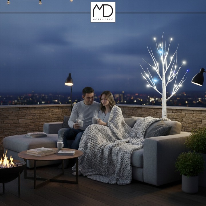 Brzoza 150cm 120 LED flash barwa zimna drzewko świąteczne dekoracja błysk