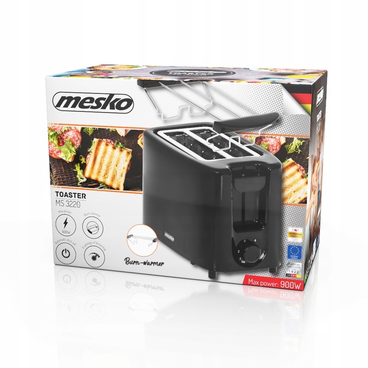 Toster opiekacz do tostów grzanek Mesko MS 3220 900W tacka 6-stopniowa reg