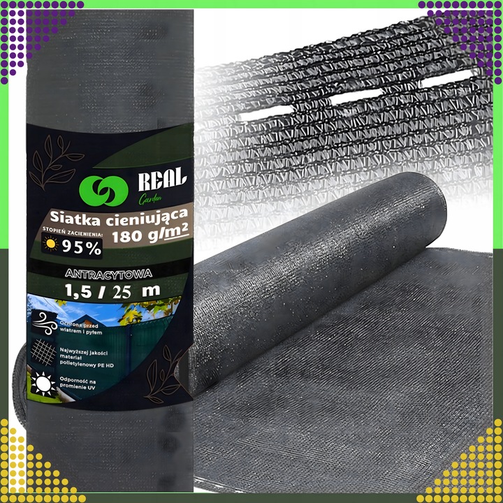 SIATKA CIENIUJĄCA 1,5x25m MASKUJĄCA 95% OSŁONA MATA NA OGRODZENIE PŁOT + UV