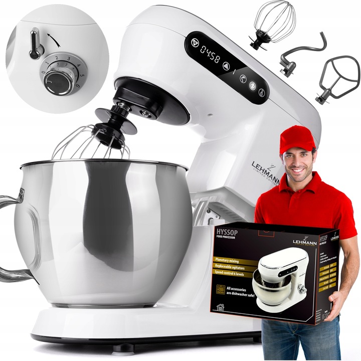 ROBOT KUCHENNY PLANETARNY MOCNY MIKSER 3X MIESZADŁA MISA Z UCHWYTEM LED