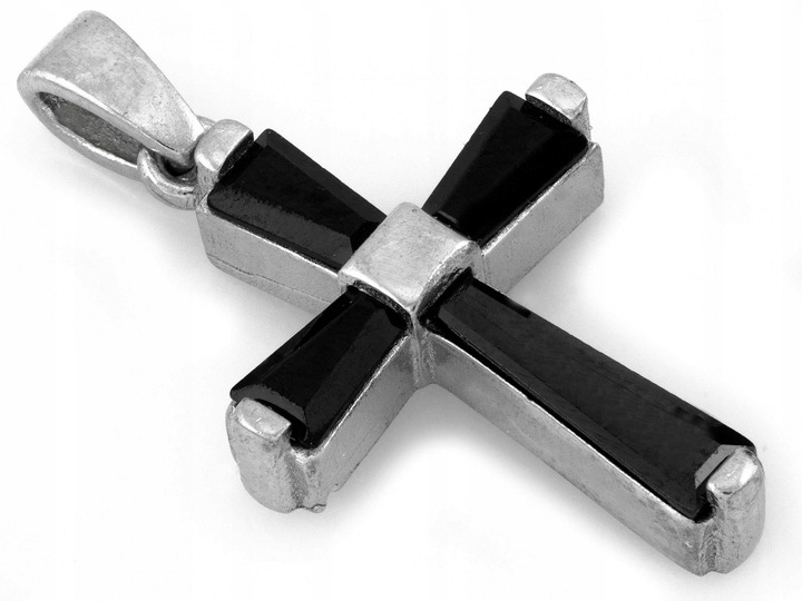 Srebrny krzyż zawieszka z onyksami srebro 925 1.95g dla Niego