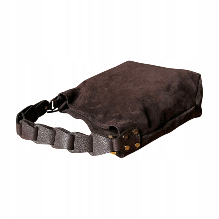 Czekoladowa zamszowa torebka brązowa shopper ZAMSZ NATURALNY Vera Pelle