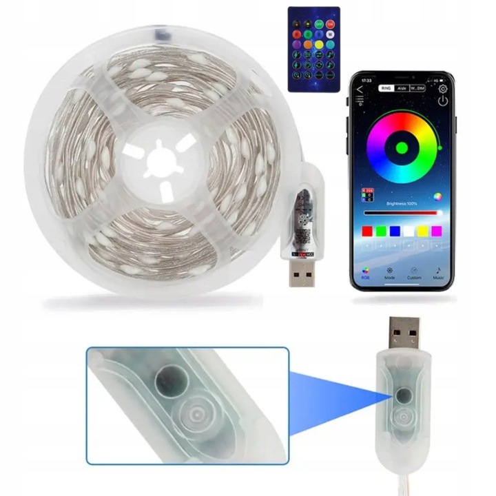 Lampki Świąteczne 200 LEDowe Inteligentne Bluetooth Świecą w RYTM Muzyki