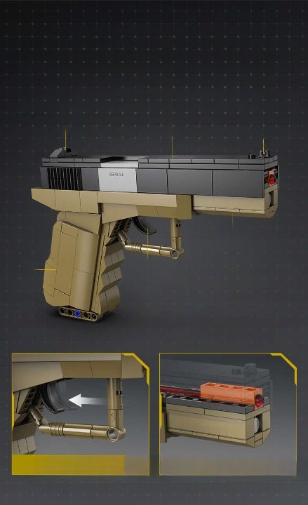 KLOCKI CADA BROŃ GLOCK 17 MECHANICZNY PISTOLET 338 ELEMENTÓW + 5 NABOI