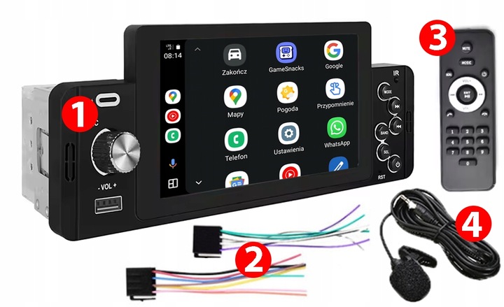 RADIO SAMOCHODOWE 1DIN BLUETOOTH 5" EKRAN DOTYK APPLE CARPLAY ANDROID AUTO
