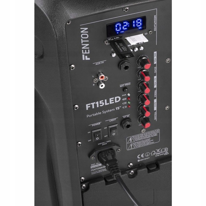 Kolumna aktywna 15'' 800W UHF BT bateria+ mikrofon/ imprezy konferencje