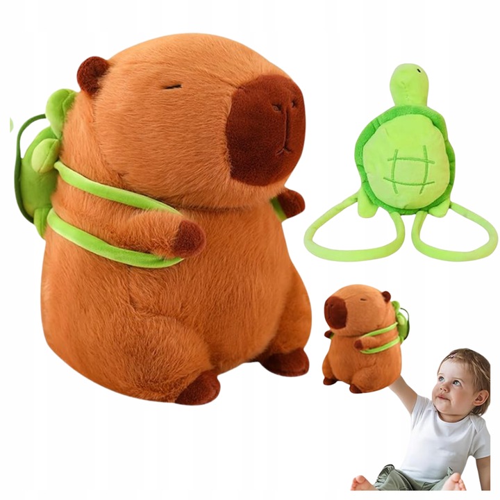 Maskotka Kapibara pluszak żółwik zabawka z plecakiem miękka pluszowa