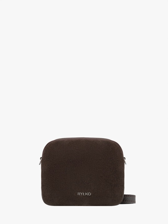 Ryłko Mała brązowa torebka damska elegancka ładna z łączonych skór