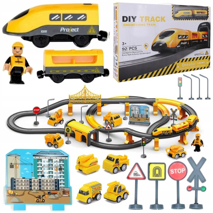 KOLEJKA ELEKTRYCZNA TUNEL MOST LOKOMOTYWA TORY 368