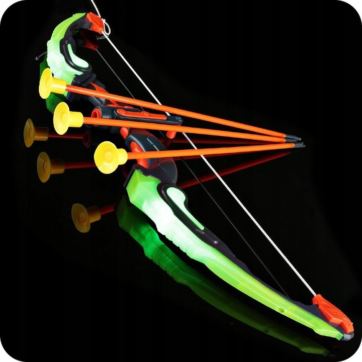 ŁUK DLA DZIECI ZESTAW Z TARCZĄ STRZAŁAMI KOŁCZANEM BEZPIECZNY ŚWIECĄCY DUŻY