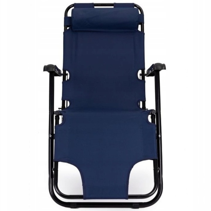 LEŻAK ogrodowy fotel plażowy tarasowy składany 3 pozycyjny granatowy leżank