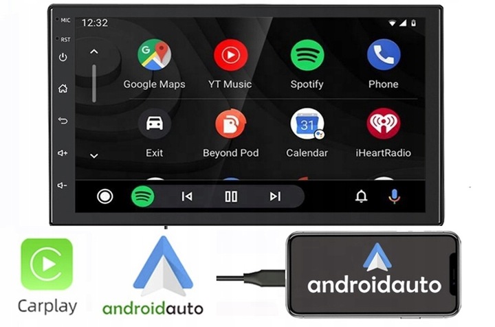RADIO 2 DIN RDS BLUETOOTH ANDROID AUTO CARPLAY USB 7 CALI 4X50W