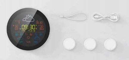 STACJA POGODY POGODOWA WIFI METEOROLOGICZNA TUYA ZEGAR 3 CZUJNIKI PROGNOZA